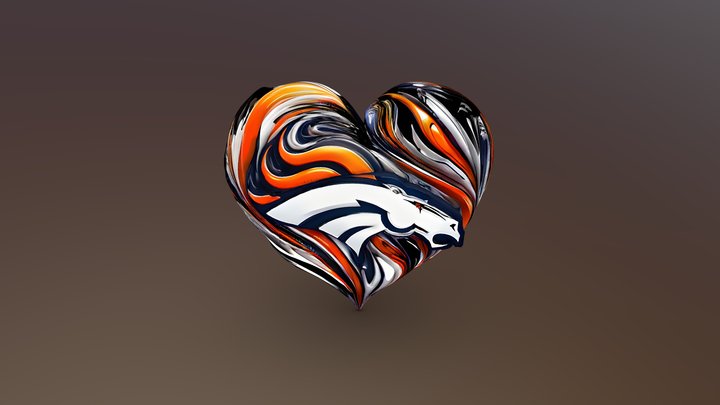 Denver Broncos Logo on top of a heart – Free 3D Model STL