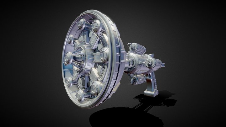 3D Sci-Fi Ray Gun Blaster - High Poly 3D Model