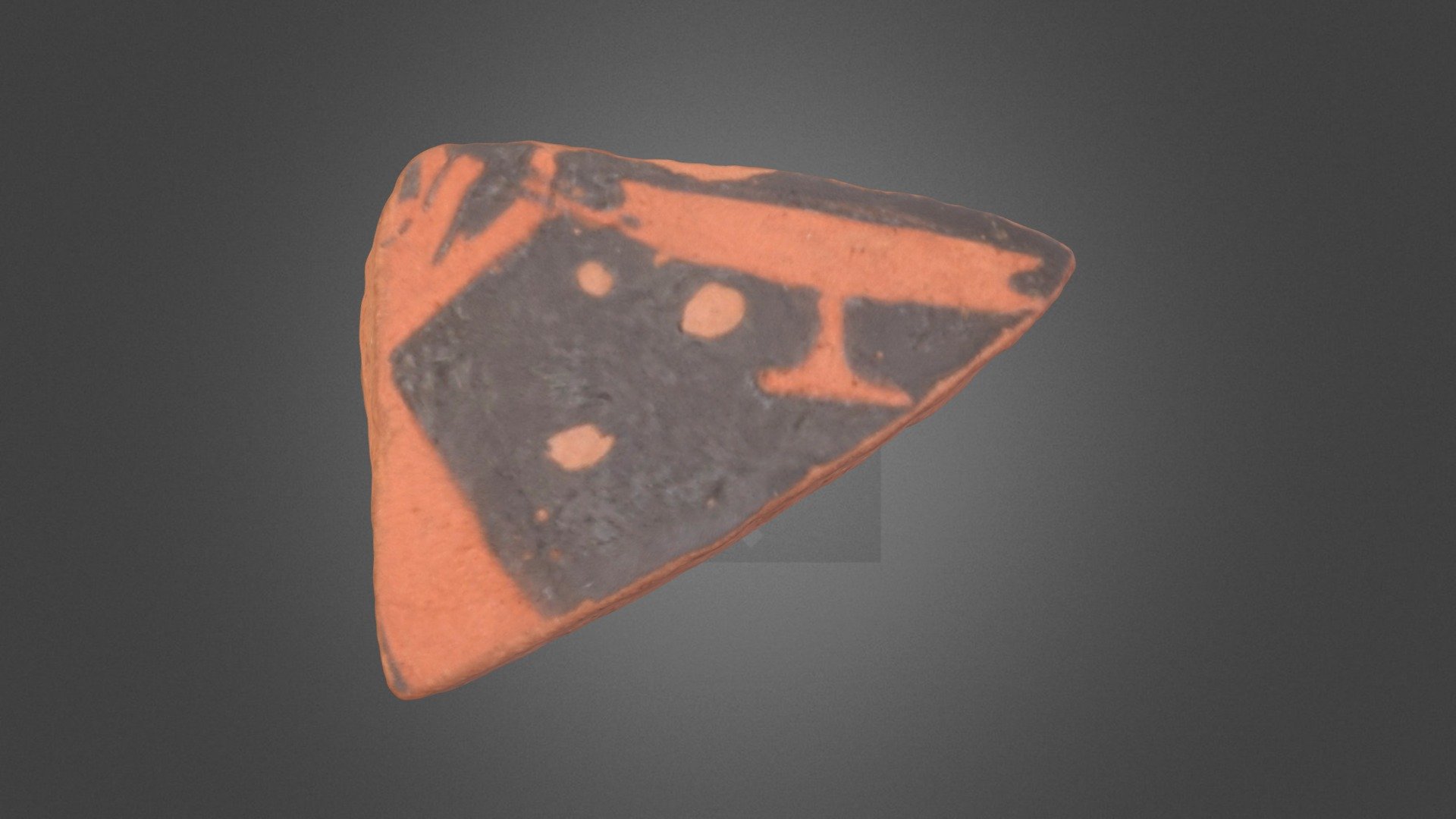 Roodfigurige scherf met kottabos-spel — Sketchfab embed 3D viewer