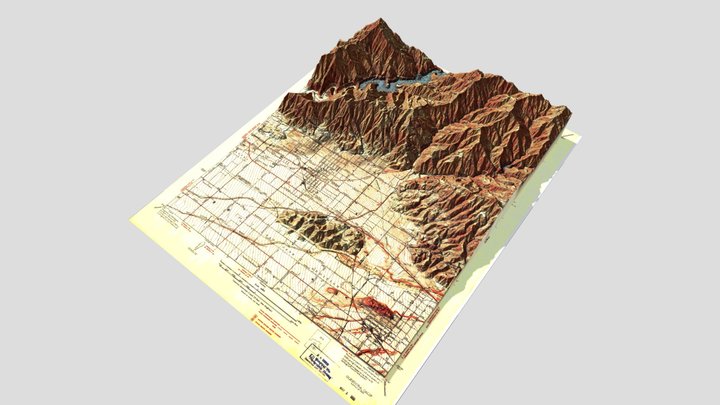 Glendora, CA 1939 USGS Historical Map 3D Model