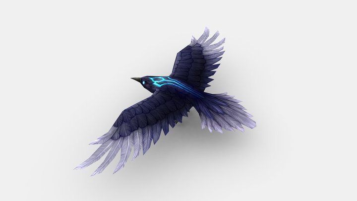 Cartoon Crow - Raven - Black Bird Monster 3D Model
