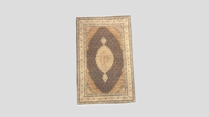 Orientteppich Agra Täbriz Mahi Schwarz-Creme 3D Model