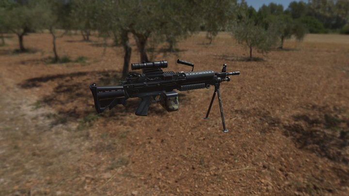 M249 Machine Gun 3D Model