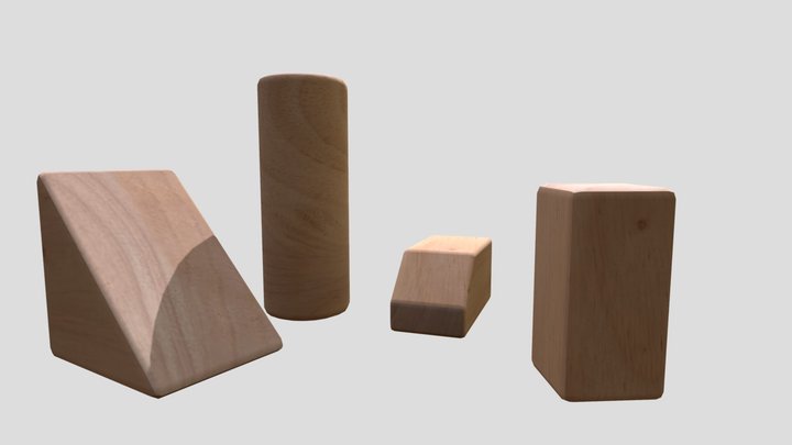 Wood Block Structures 3D Model