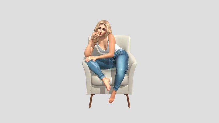 Frau  im Sessel 3D Model