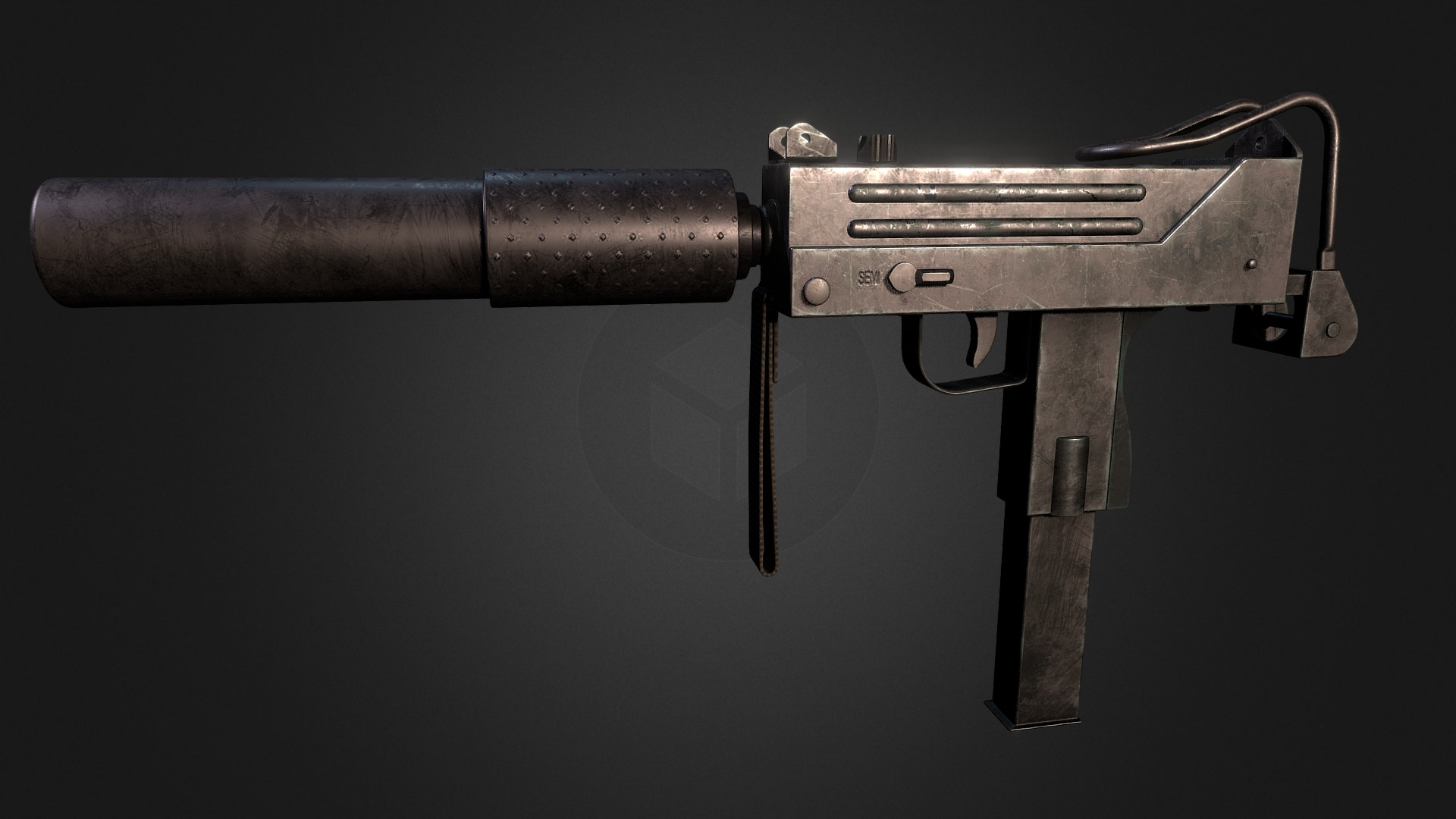 3D model Mac 10 - This is a 3D model of the Mac 10. The 3D model is about a gun with a scope.