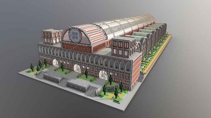 Minecraft Gare / Train Station 3D Model