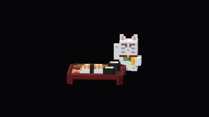 Sushi & Lucky Cat 3D Model