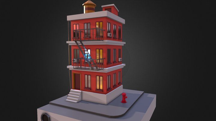 Build Apartment Low Poly 3D Model