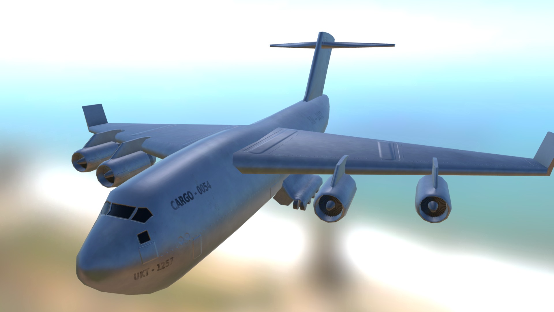 3D model Cargo Plane - This is a 3D model of the Cargo Plane. The 3D model is about a large airplane flying in the sky.