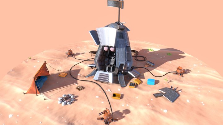 Drop Pod Diorama 3D Model
