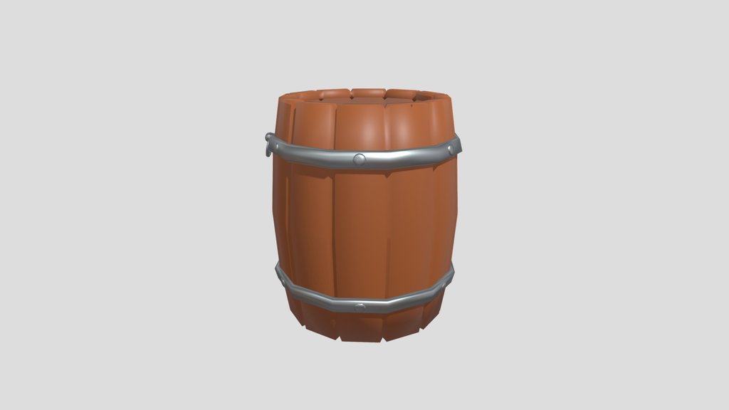 Stylized Lowpoly Wooden Barrel