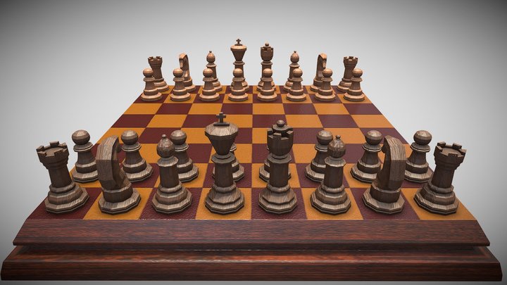 Chess Board Low Poly 3D Model 3D Model