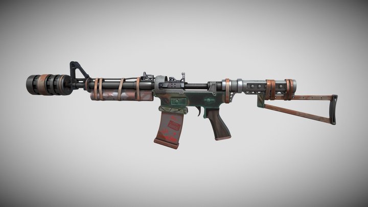post apocalyptic MKE MPT gun 3D Model