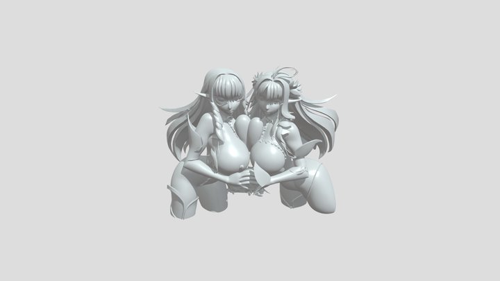 Two elf characters embracing 3D Model