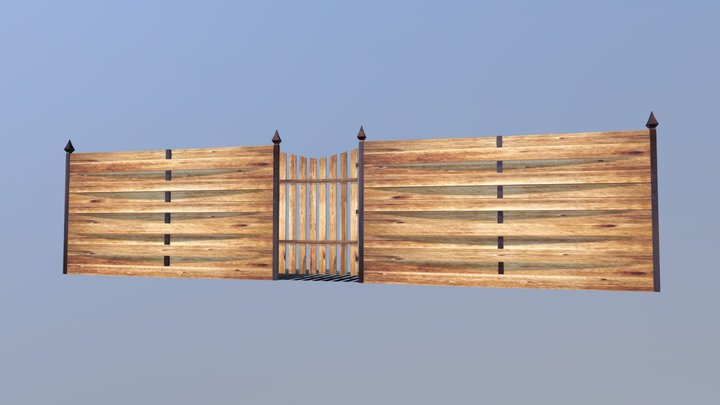 3D Low Poly Wooden Fence 3D Model