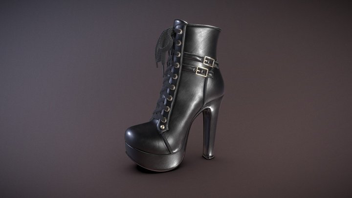 High Heels Ankle Boots 3D Model