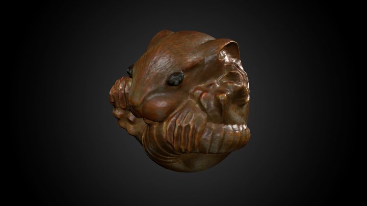 Curled Rat netsuke, test scan – Free 3D Model STL