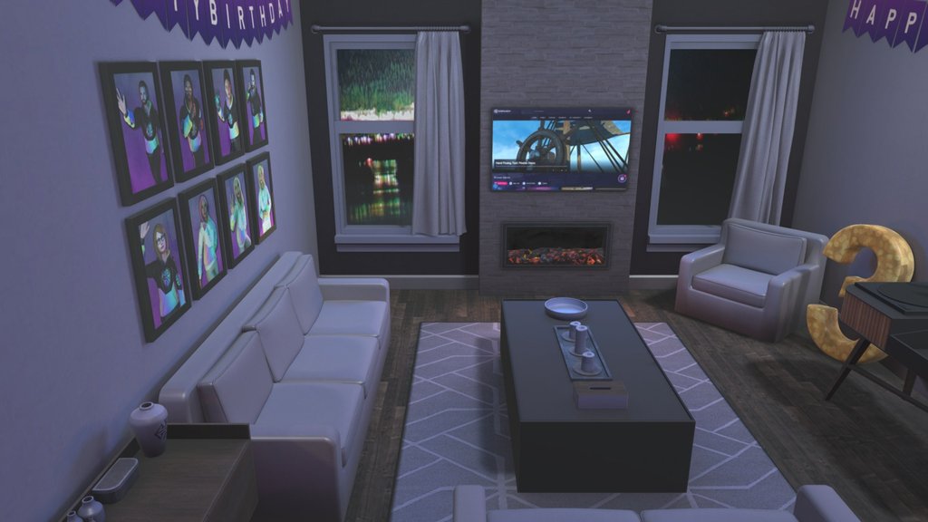 Living Room (Night) - Custom Home Environment