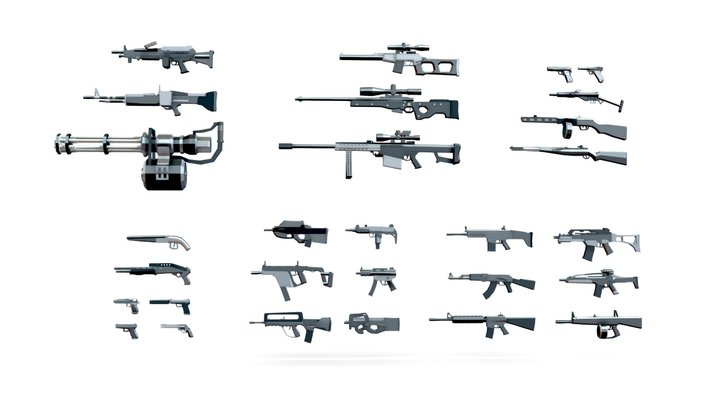 Low-Poly Weapon Asset Pack 3D Model