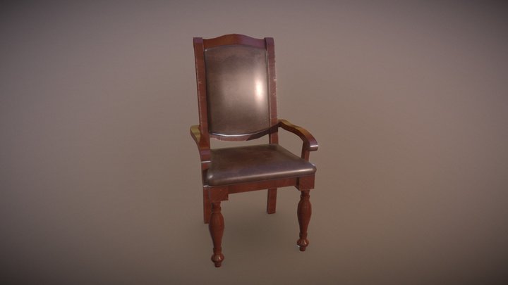 Old Wood Chair 3D Model