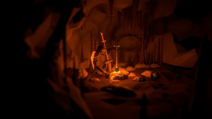 Knight at the bonfire 3D Model