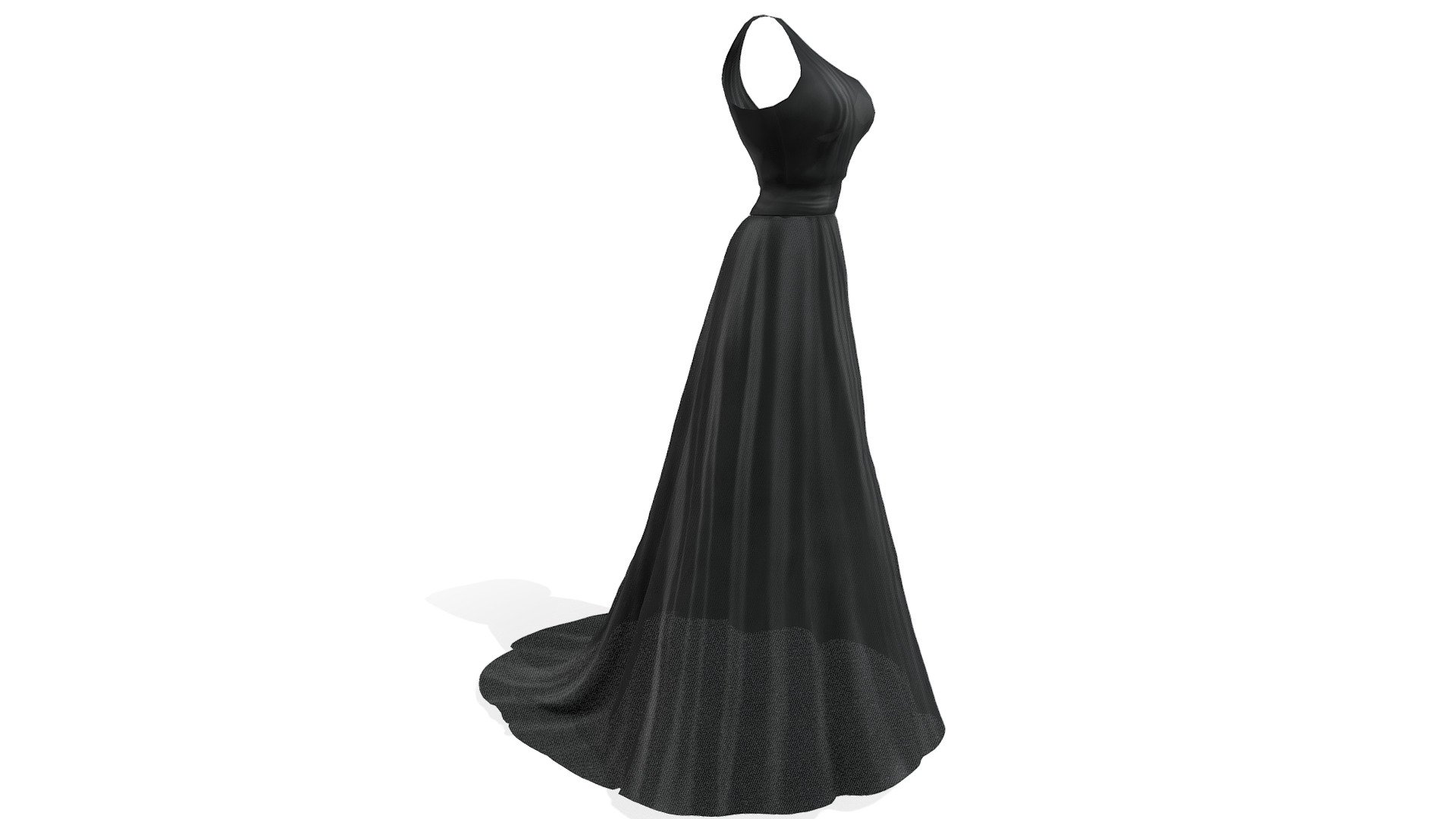 One Shoulder Long Train Black Gown - Buy Royalty Free 3D model by 3dia [76313c3] - Sketchfab Store