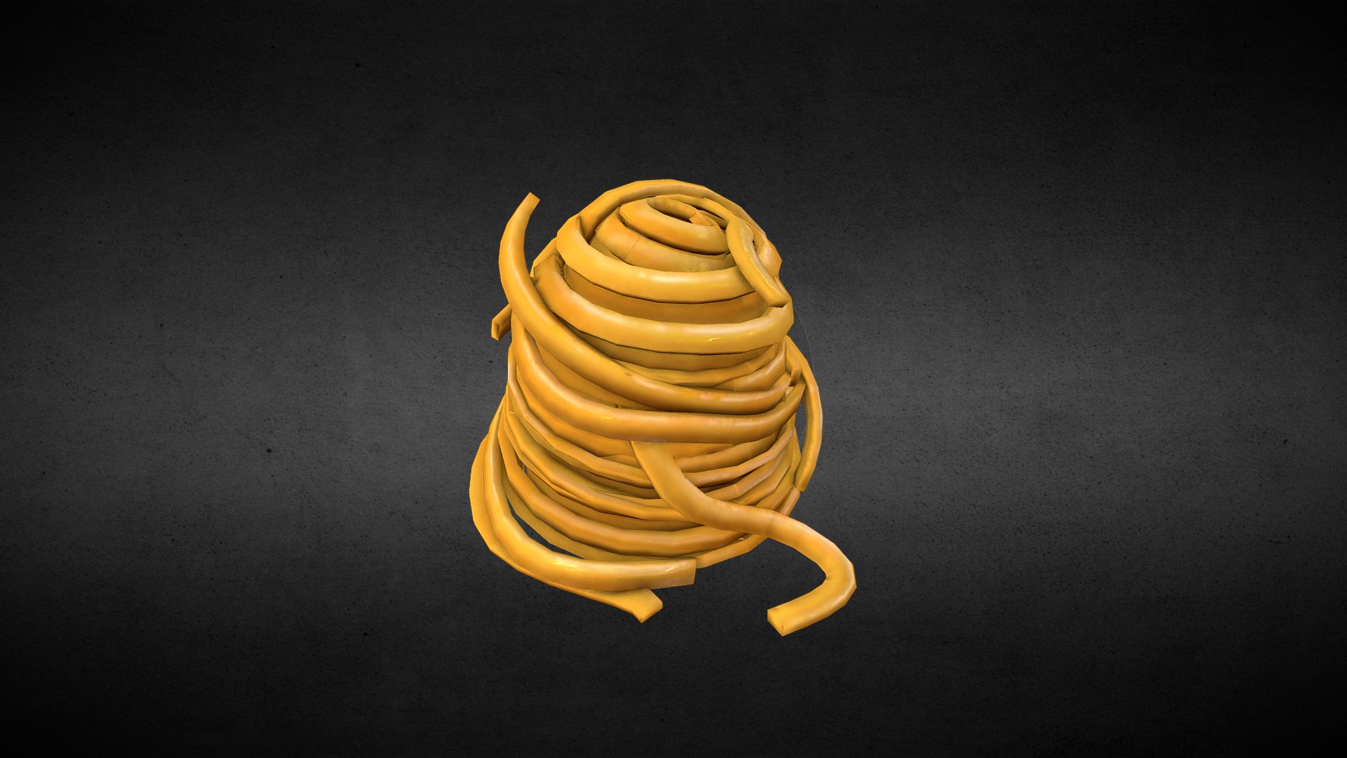 3D model cooked pasta - This is a 3D model of the cooked pasta. The 3D model is about a yellow metal object.