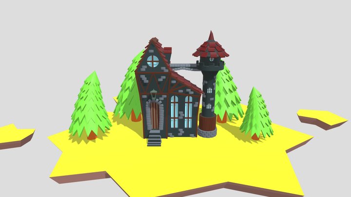 An island with a church 3D Model