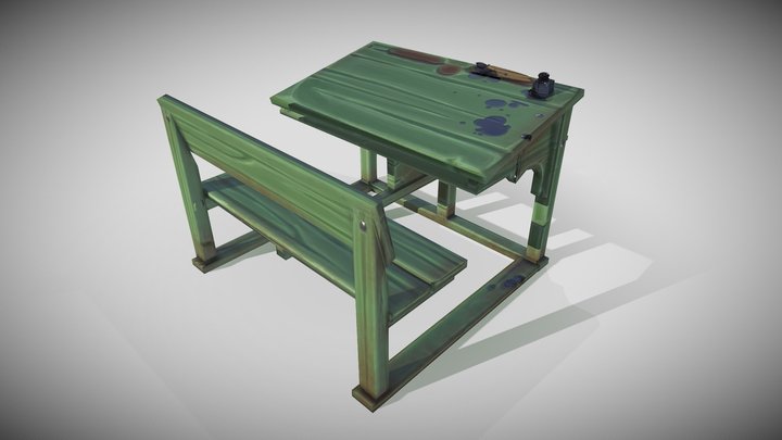 bureau d'ecolier 3D Model