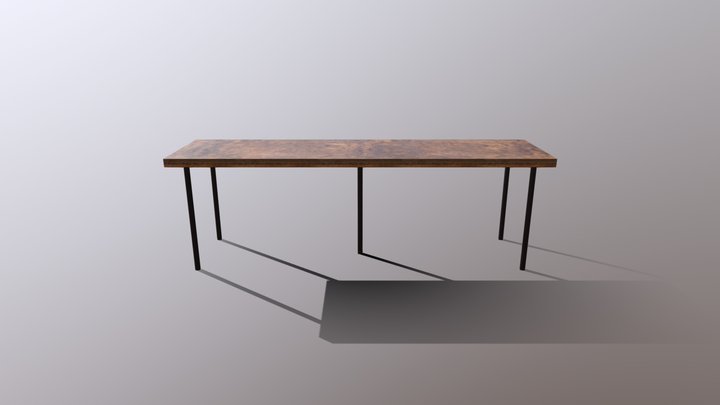 Computer Desk Long 3D Model