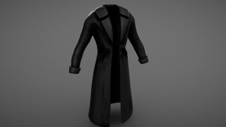 Long Leather Coat 3D Model