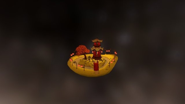 Japanese garden Diorama 3D Model