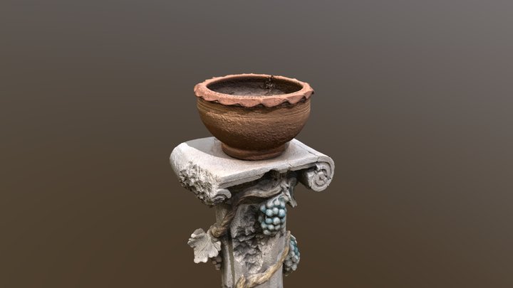 Pedestal with planter 3D Model
