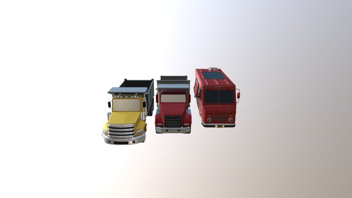 3 Trucks 3D Model