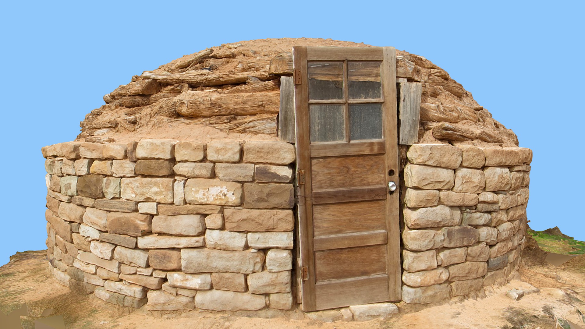 3D model Round Building, Utah - This is a 3D model of the Round Building, Utah. The 3D model is about a door in a stone wall.
