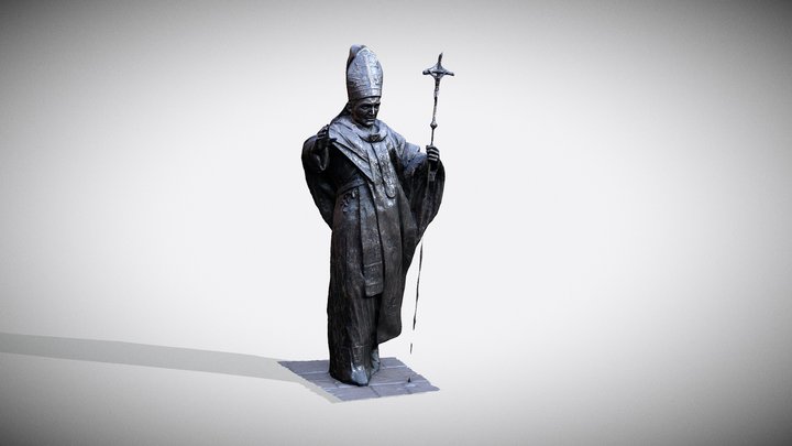 Pope John Paul II. Bronze sculpture. 3D Model
