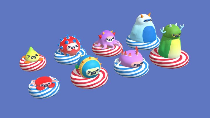 Monster cartoon animals 3D Model