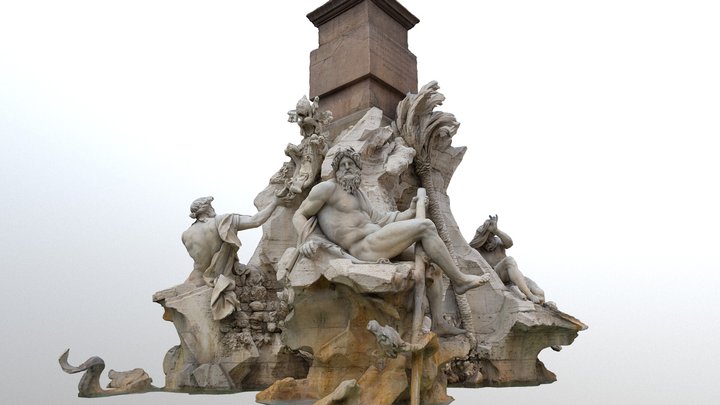Fontana dei Quattro Fiumi (Detail) 3D Model