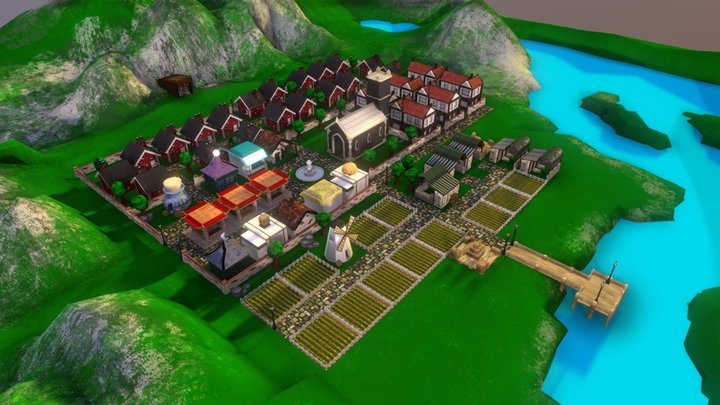Maya First Town 3D Model