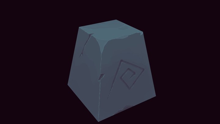 Stylized Low Poly Low Res Hand-painted Rock 3D Model