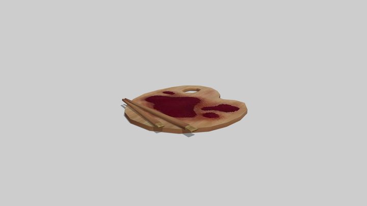 Low Poly Bloody Paint Palette 3D Model