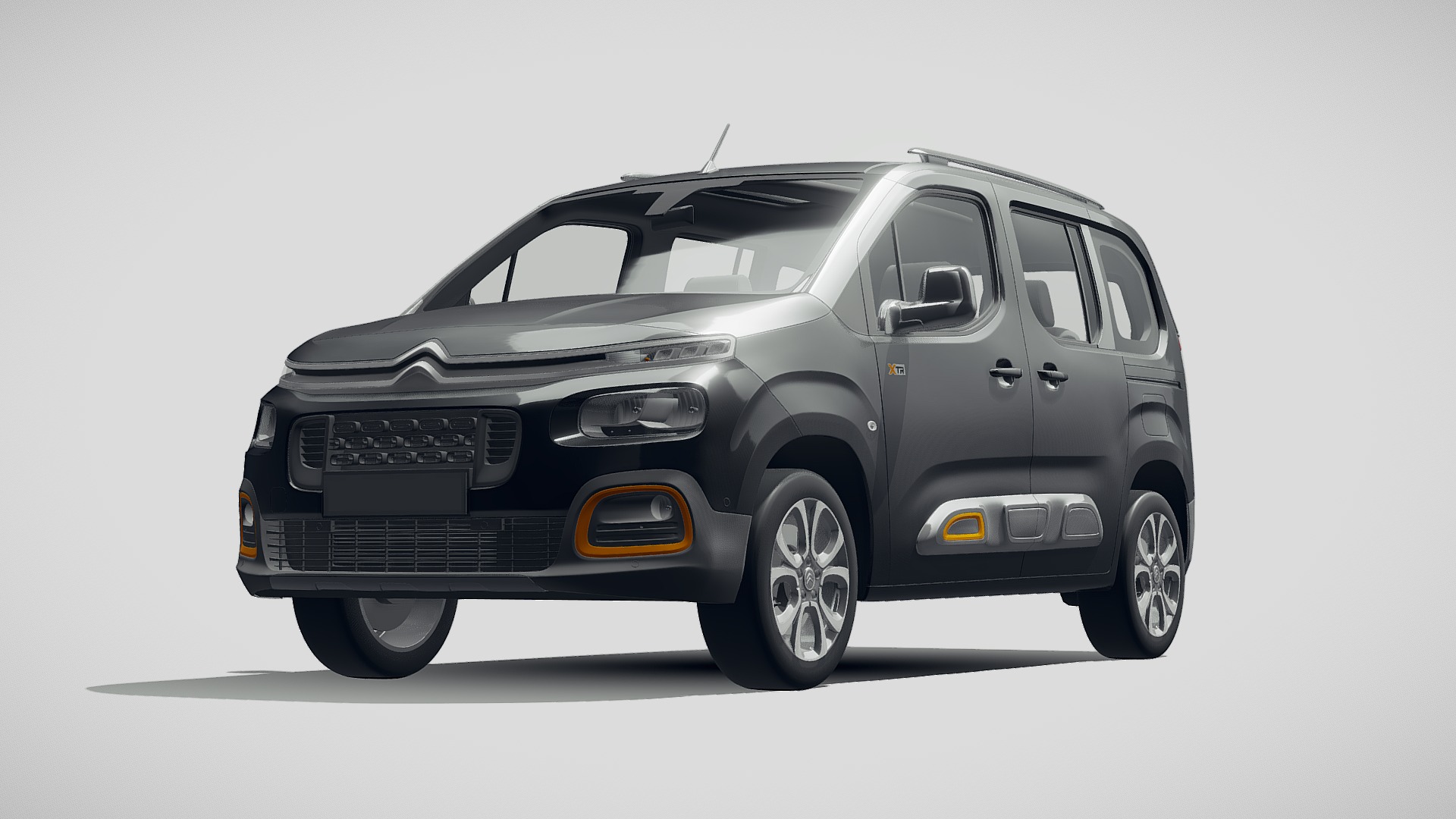 3D model Citroen Berlingo 2019 - This is a 3D model of the Citroen Berlingo 2019. The 3D model is about a silver suv with a white background.