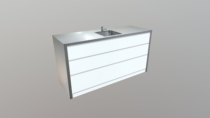 Kitchen Island Lenin White 3D Model