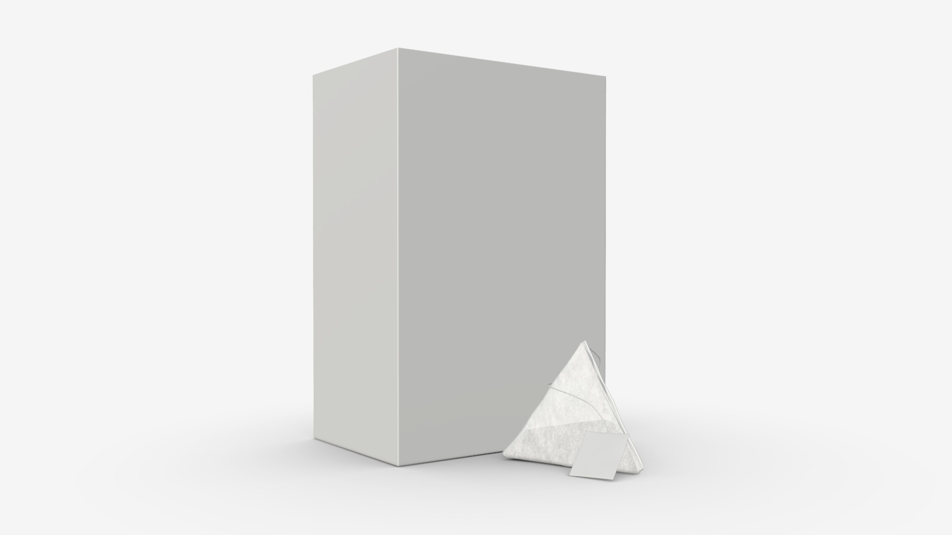 3D model Сlosed paper tea box with tea bag - This is a 3D model of the Сlosed paper tea box with tea bag. The 3D model is about a white cube with a grey cube.