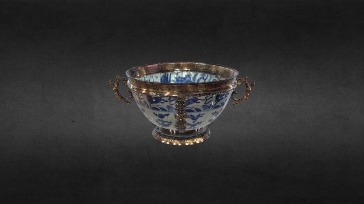 Silver Gilt Mounted Chinese Bowl 3D Model