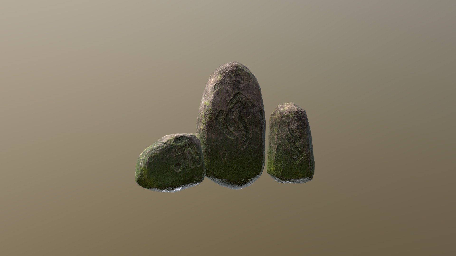 Mossy Rocks with Runes
