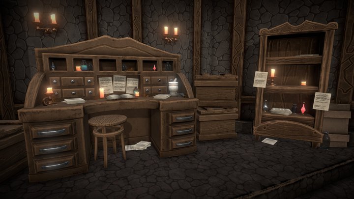 Stylized Apothacary's Study 3D Model