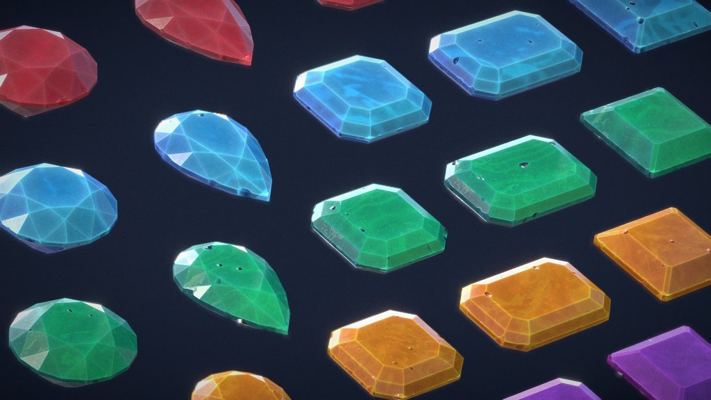Low Poly Stylized Gemstones — low-poly fantasy 3D model by Erdem Dağdelen