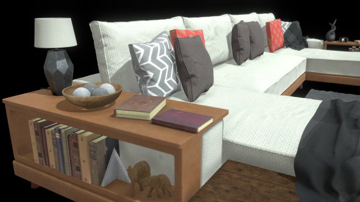 Modern Living Room Scene 3D Model